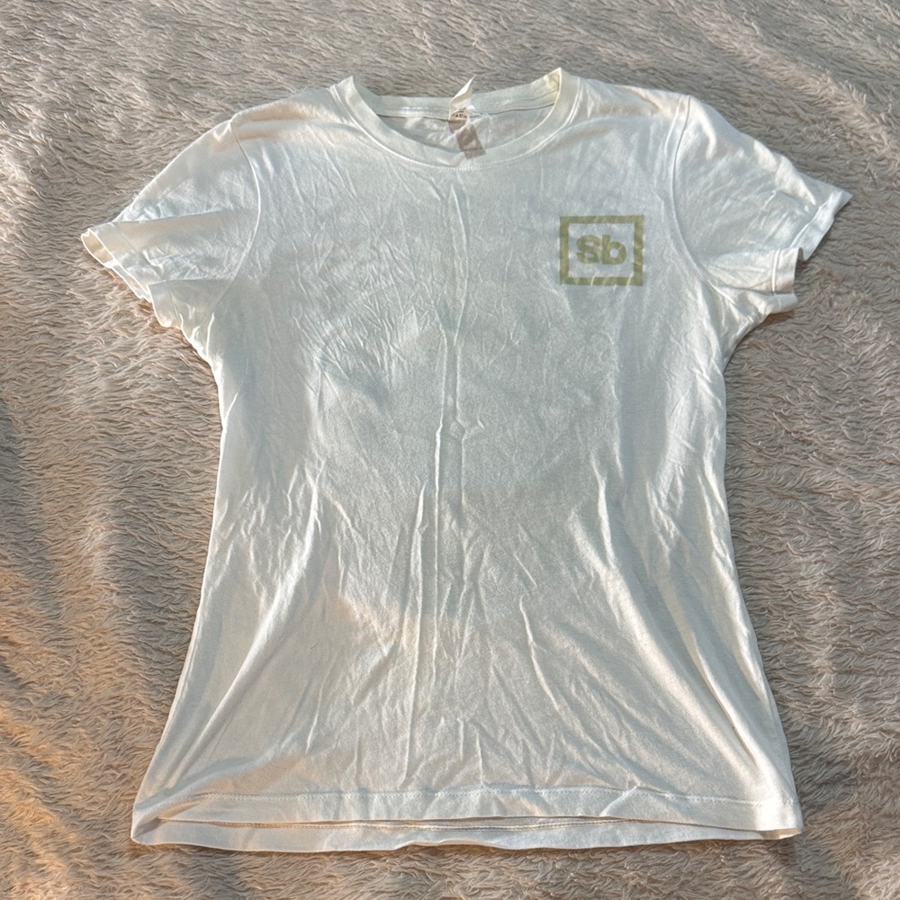 SpiritBox  Women's White Short Sleeve Tee with Olive Logo